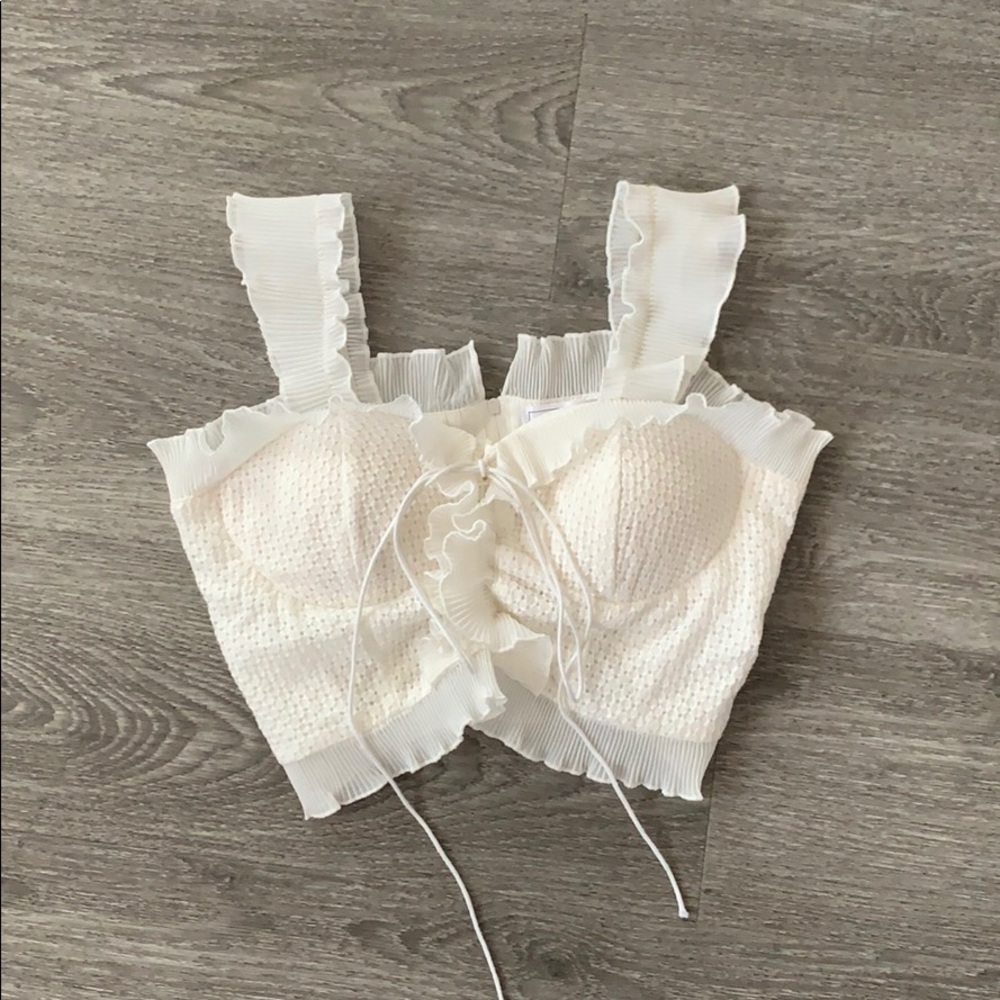 White ruffle crop top